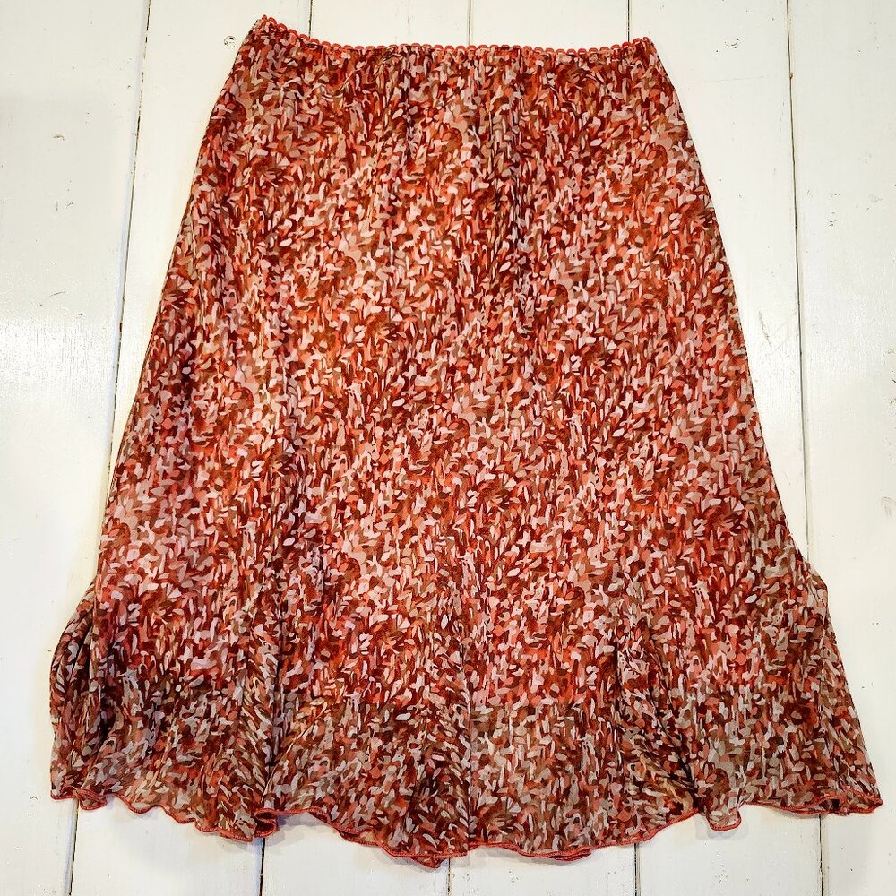 Dress Barn Flowy Midi Skirt Abstract Design Women's Size L